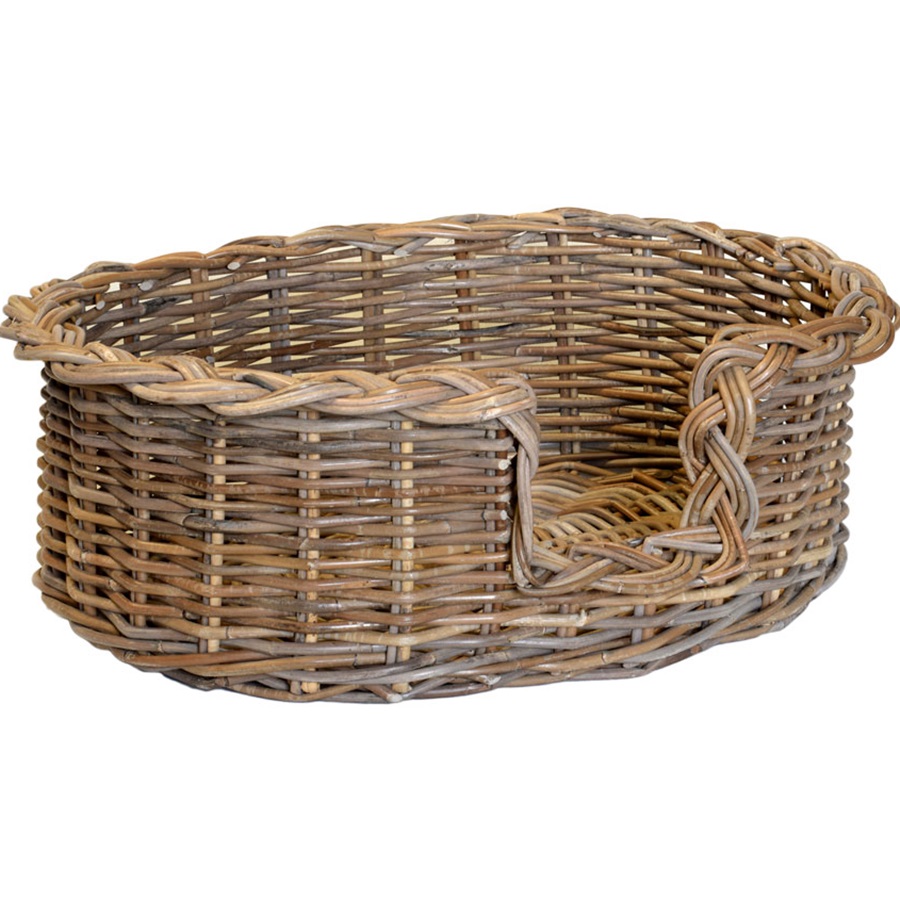 Small Grey Oval Dog Basket