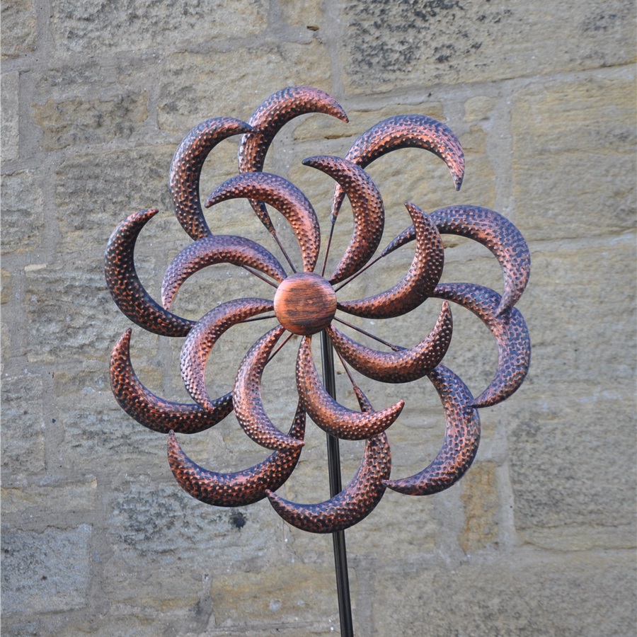 Garden Decor Key Wind Spinner Copper Curls Large